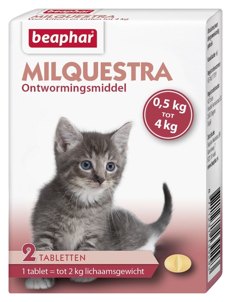 Ontwormingsmiddel Beaphar Milquestra Kleine kat / Kitten 2 tabletten