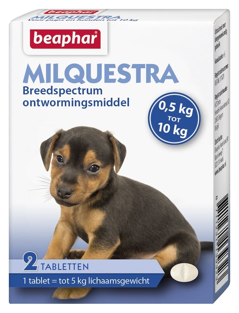 Ontwormingsmiddel Beaphar Milquestra Kleine hond / Pup 2 tabletten