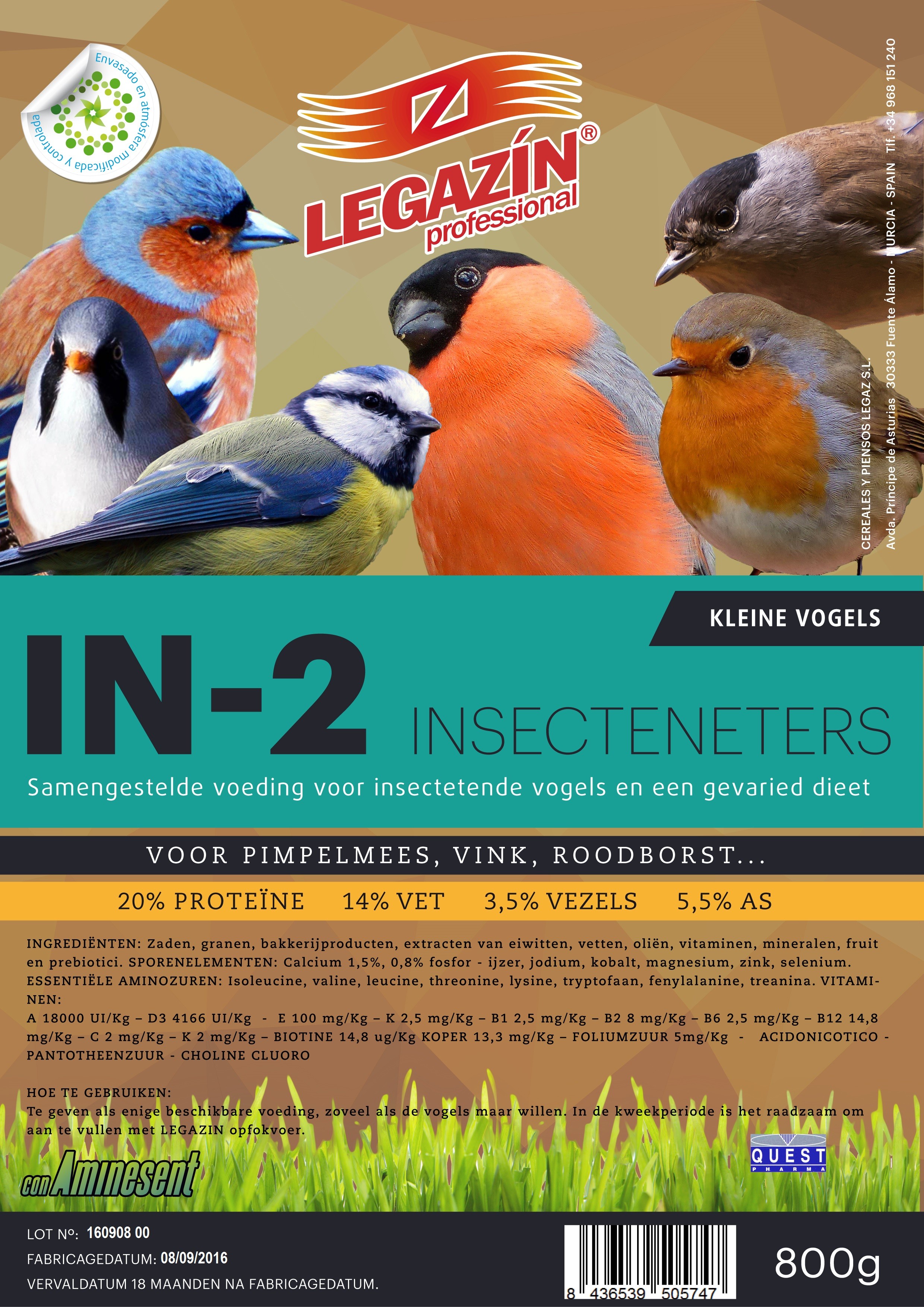 Legazin IN-2 samengestelde voeding voor insectenetende vogels